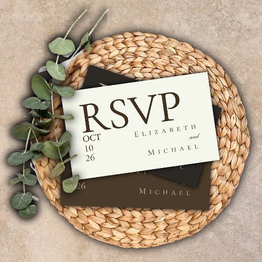 Ivory Minimalist Boho Wedding RSVP Response Card エンクロージャーカード