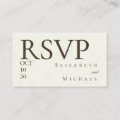 Ivory Minimalist Boho Wedding RSVP Response Card エンクロージャーカード (正面)