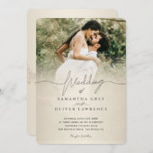 Ivory Minimalist Photo Wedding Invitation 招待状 (正面/裏面)