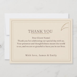 Ivory Minimalist Wedding Thank You Card | マッチング サンキューカード