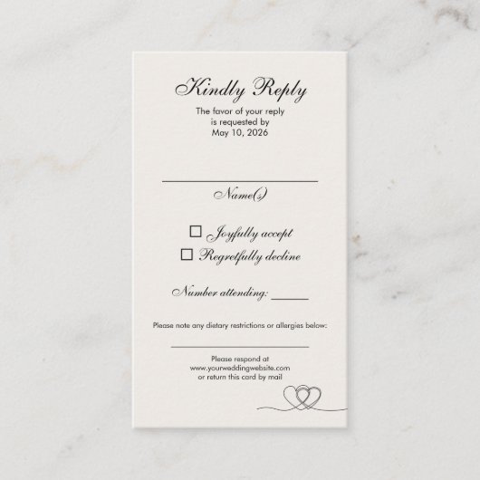 Ivory Modern Chic Mix and Match Wedding RSVP Card 名刺 (正面)