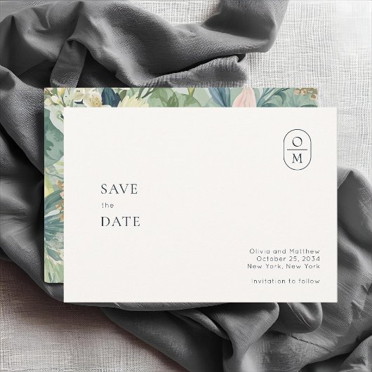 Ivory | Modern Floral Watercolor Wedding  セーブザデート
