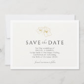 Ivory | Modern Gold Floral Flat Save The Date Card セーブザデート (正面)