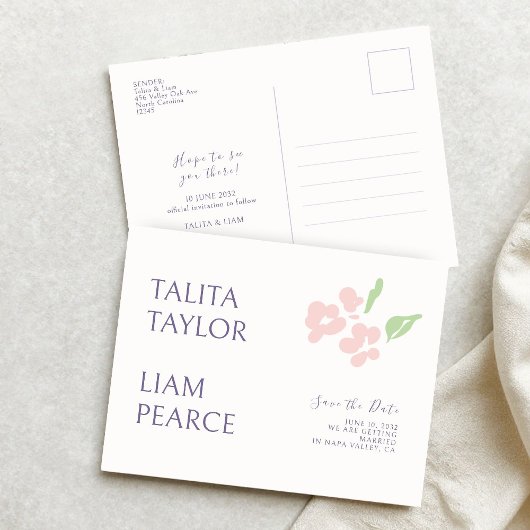 Ivory | Modern Minimal Floral Wedding  ポストカード