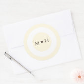 Ivory Modern Monogram Heart Wedding Favor ラウンドシール (封筒)