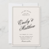 Ivory Modern Script Wedding Invitation 招待状 (正面)