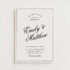 Ivory Modern Script Wedding Invitation 招待状