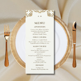 Ivory Monogram Baroque Christian Wedding Menu メニュー
