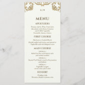 Ivory Monogram Baroque Christian Wedding Menu メニュー (正面)