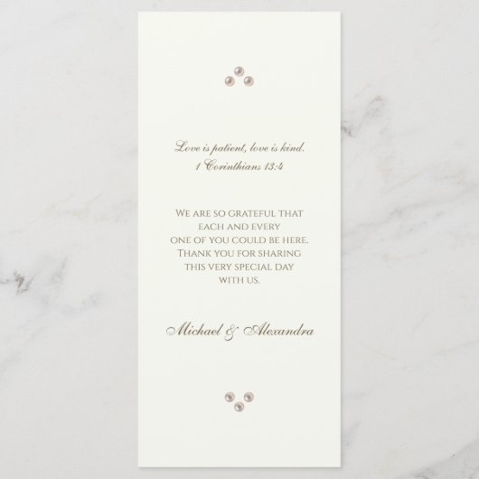 Ivory Monogram Pearl Christian Wedding Menu メニュー (裏面)