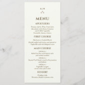 Ivory Monogram Pearl Christian Wedding Menu メニュー (正面)