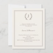 Ivory monogrammed milestone age-neutral invitation (正面)