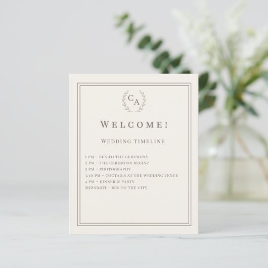 Ivory monogrammed wedding program (スタンド正面)