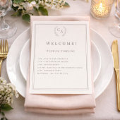Ivory monogrammed wedding program チラシ