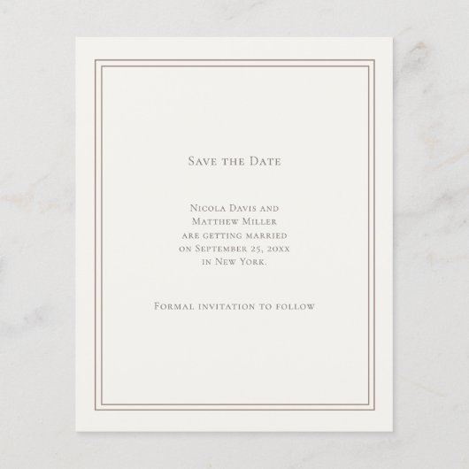 Ivory monogrammed wreath wedding Save the Date  チラシ (裏面)
