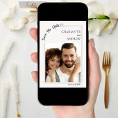 Ivory navy blue photo wedding Save the Date セーブザデート