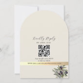 Ivory Olive Arched Photo Monogram Wedding 招待状 (裏面)