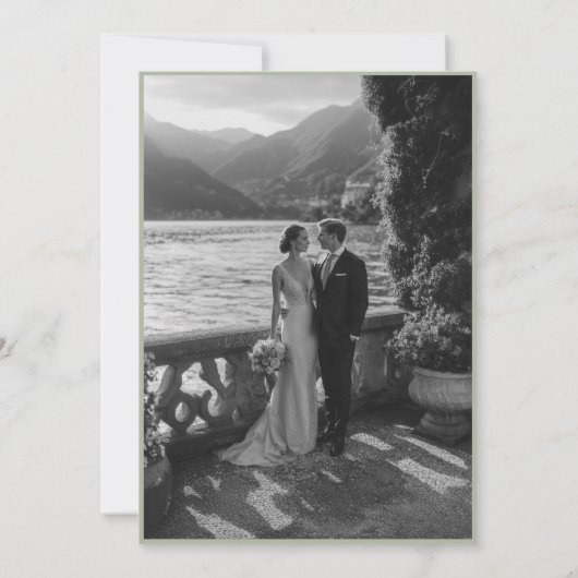 Ivory Olive Branch Monogram Photo Wedding 招待状 (裏面)