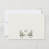 Ivory Olive Branch Monogram Wedding 出欠カード (裏面)