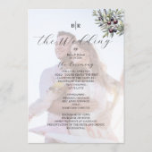 Ivory Olive Monogram Photo Wedding Program プログラム (正面)