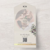 Ivory Olive Photo Monogram Wedding オールインワン招待状 (内側)