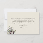 Ivory Olive Photo Monogram Wedding サンキューカード (裏面)