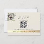 Ivory Olive Photo QR Wedding 出欠カード (正面)
