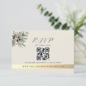Ivory Olive Photo QR Wedding 出欠カード (スタンド正面)
