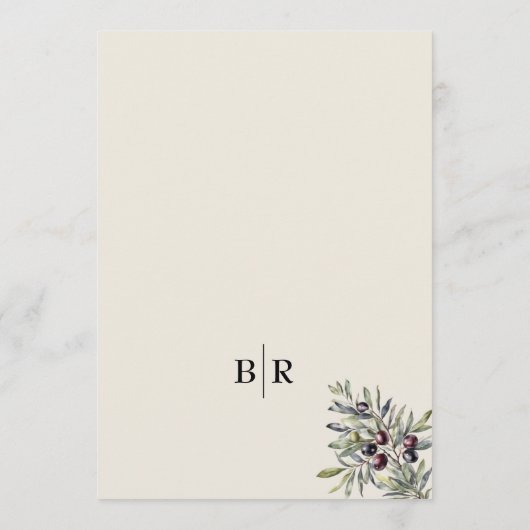 Ivory Olive Photo Wedding メニュー (裏面)