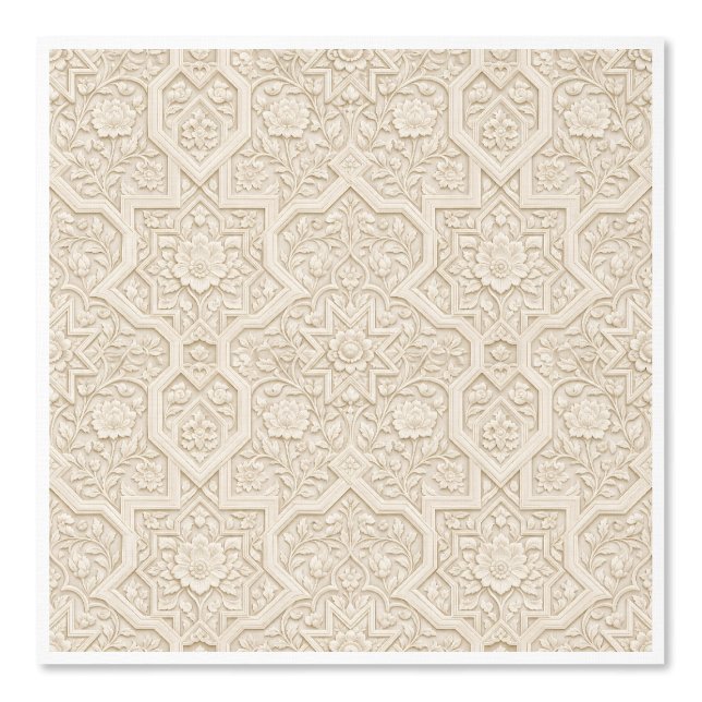 Ivory Palace Relief | Persian Floral Geometric(D) 壁紙 (正面)