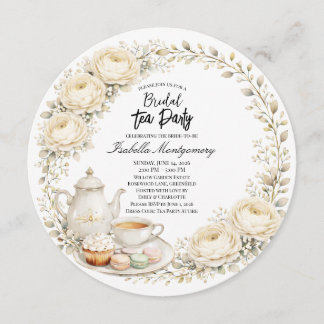 Ivory Palette Tea Party Bridal Shower 招待状