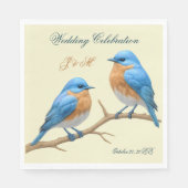 Ivory Pastel Lovebirds Romantic Bluebirds Wedding スタンダードランチョンナプキン (正面)