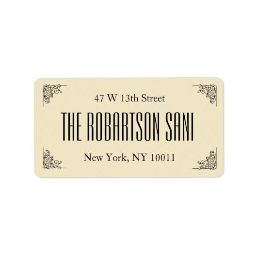 Ivory pearl Couple Monogram Heart Return Address ラベル (正面)