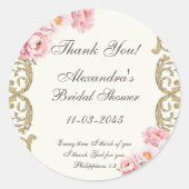 Ivory Peony Christian Bridal Shower Thank You ラウンドシール (正面)