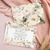 Ivory Peony Floral Neutral Baby Shower 招待状