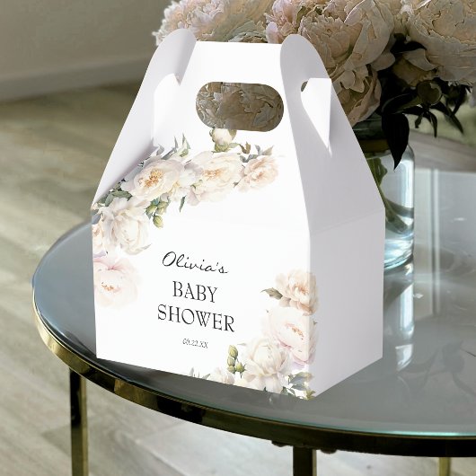 Ivory Peony Floral Neutral Favor フェイバーボックス