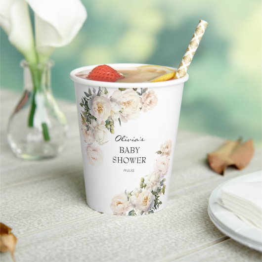 Ivory Peony Garden Neutral Baby Shower 紙コップ (インサイチュ)