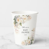 Ivory Peony Garden Neutral Baby Shower 紙コップ (裏面)