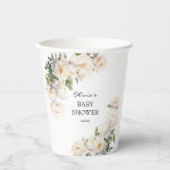 Ivory Peony Garden Neutral Baby Shower 紙コップ (正面)