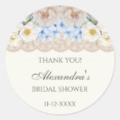 Ivory Peony Hydrangea Bridal Shower Thank You ラウンドシール (正面)