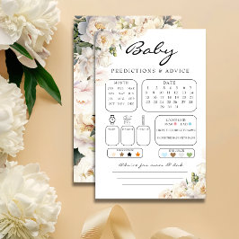 Ivory Peony Neutral Baby Predictions Card
