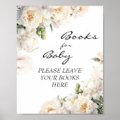 Ivory Peony Neutral Books for Baby Sign ポスター (正面)