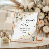 Ivory Peony Neutral Books for Baby Sign ポスター