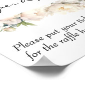 Ivory Peony Neutral Diaper Raffle Sign ポスター (角)