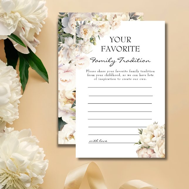 Ivory Peony Neutral Family Tradition Card (クリエイターアップロード済み)