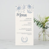 Ivory Periwinkle Wildflower Line Art Wedding Menu メニュー (スタンド正面)