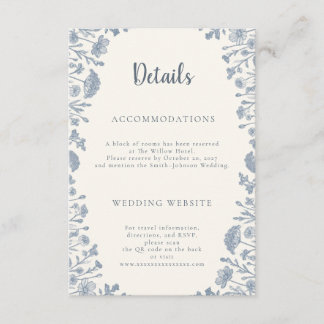 Ivory Periwinkle Wildflower Wedding Details Card エンクロージャーカード
