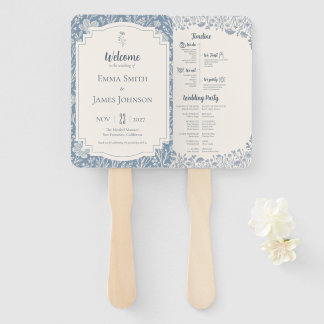 Ivory Periwinkle Wildflower Wedding Program ハンドファン