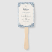 Ivory Periwinkle Wildflower Wedding Program ハンドファン (正面)