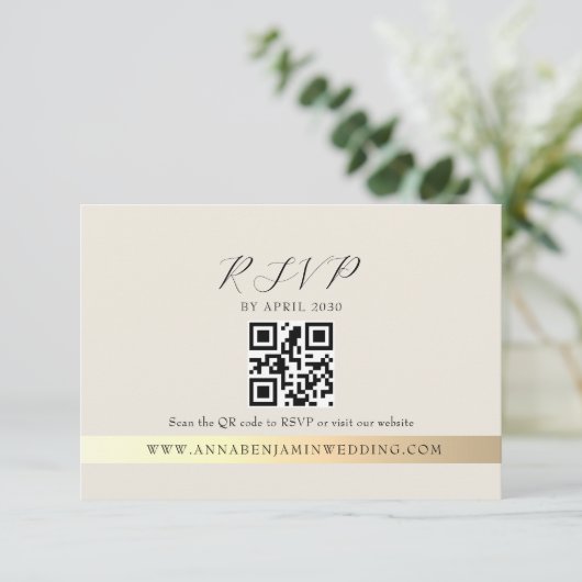 Ivory Photo QR Code Wedding 出欠カード (スタンド正面)